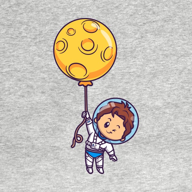 Cute Boy Astronaut Floating With Moon Balloon by Catalyst Labs